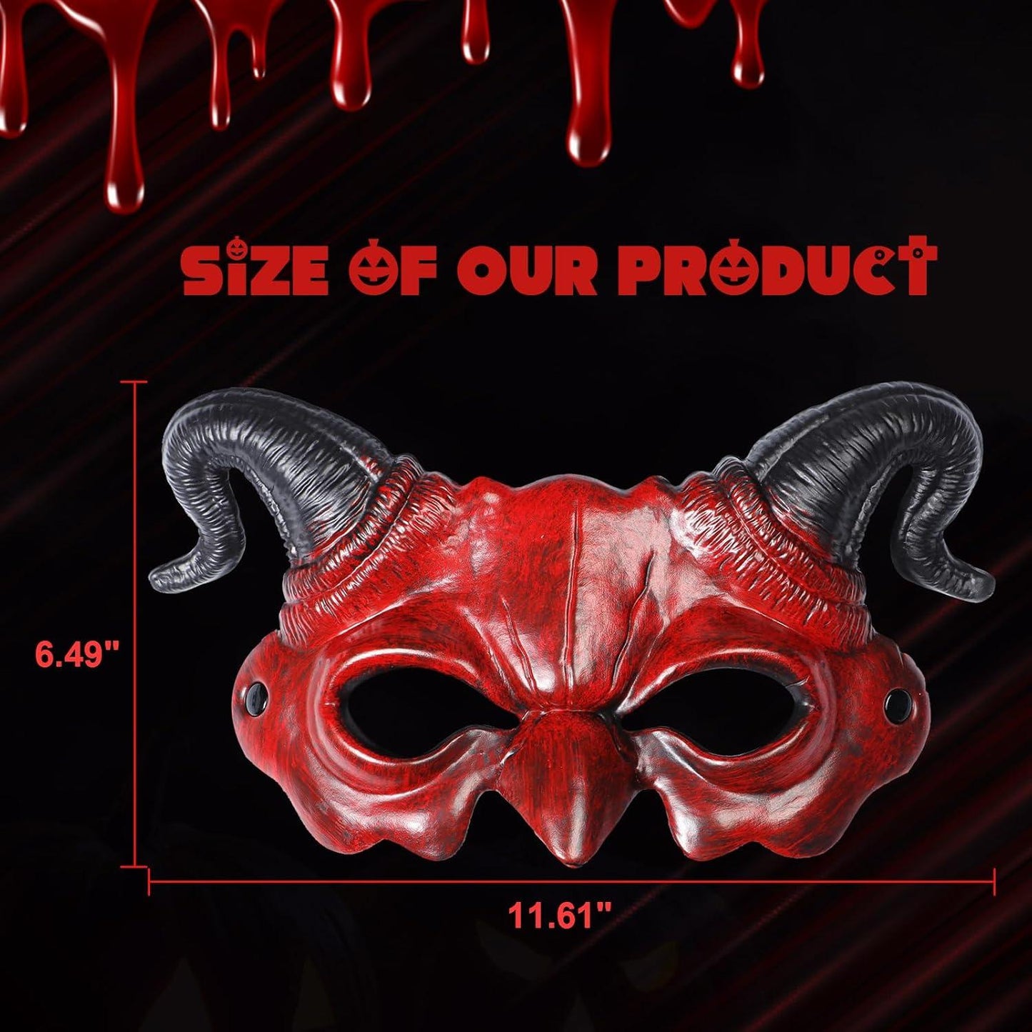WINUSD Halloween Devil Mask Red Half Face Scary Devil Horn Ghost Mask Halloween Devil Costume Demon Mask for Halloween Masquerade Cosplay Party