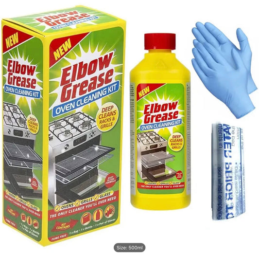 Premium Elbow Grease Oven Grill Cleaner Foaming Spray 500ml Set with Gloves- Bag