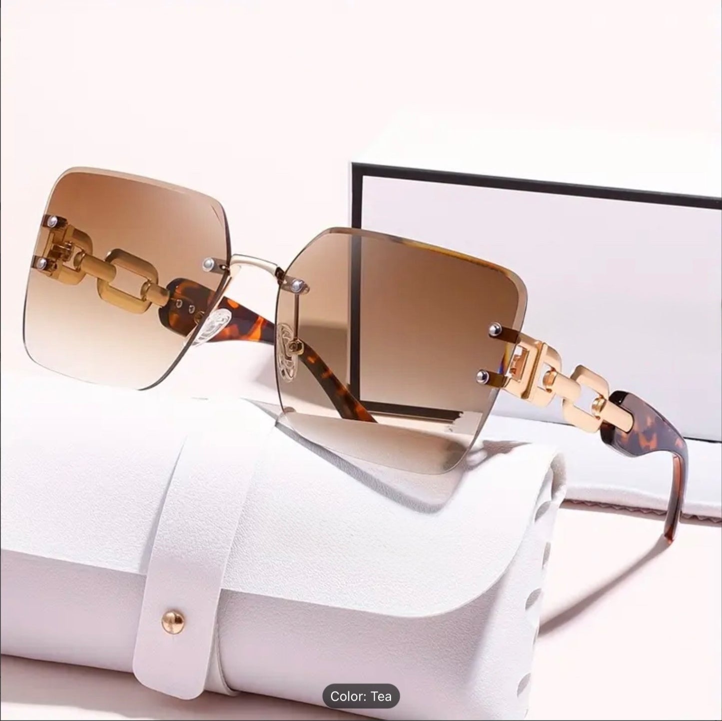 Women 2025 Sunglasses Ladies Fashion Square Frameless Retro UV400 Lightweight