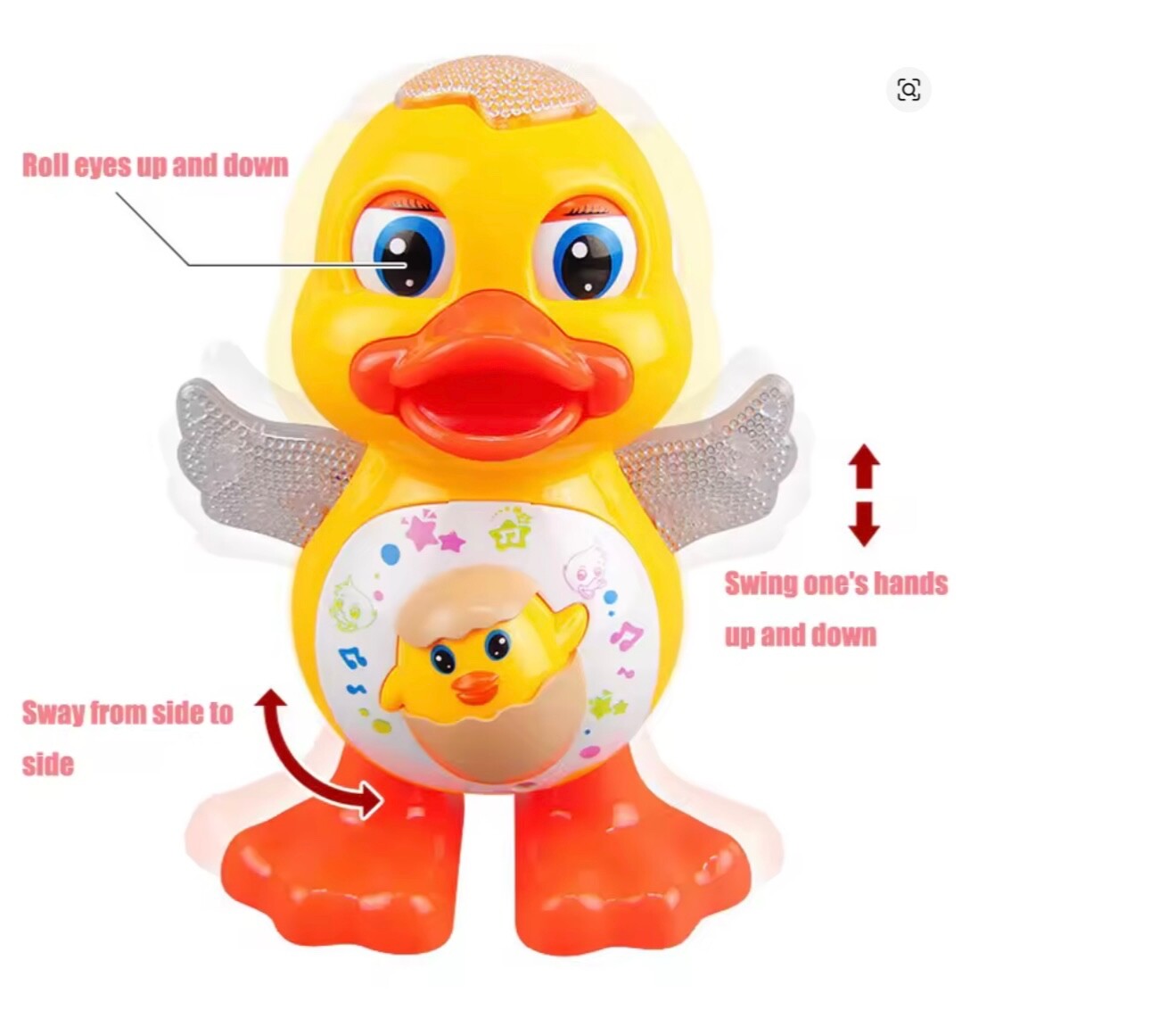 Electric Dancing Duck Music Lights Flashing & Blinking Eyes Educational Kids Toy