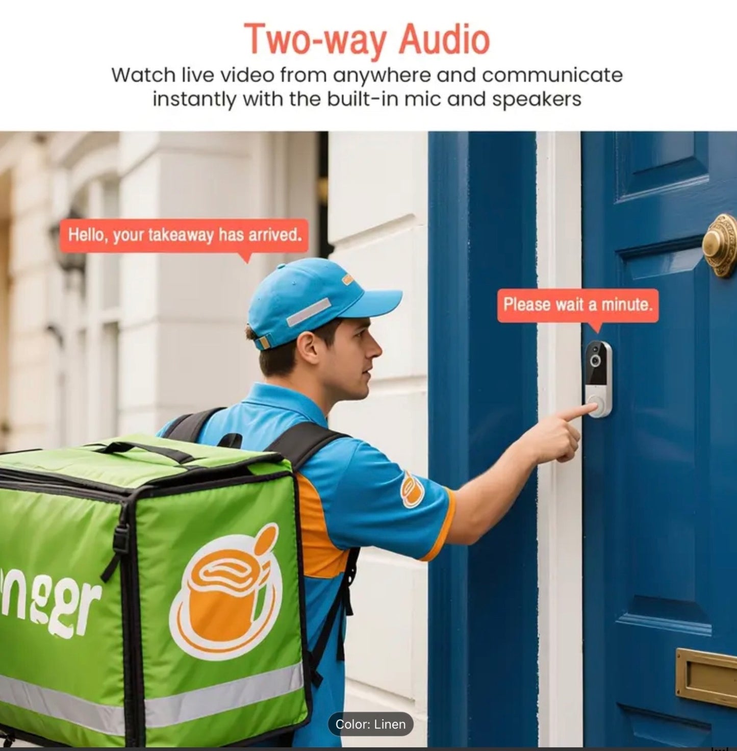 Video Wireless Camera Doorbell Smart Wifi Intercom Phone 1080p Human Detection