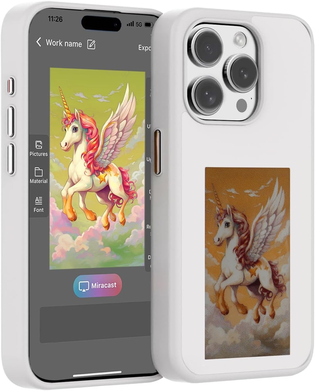 DIY E-Ink IPhone 15 16 Case Silicone Shockproof NFC AI Projection Stylish Screen