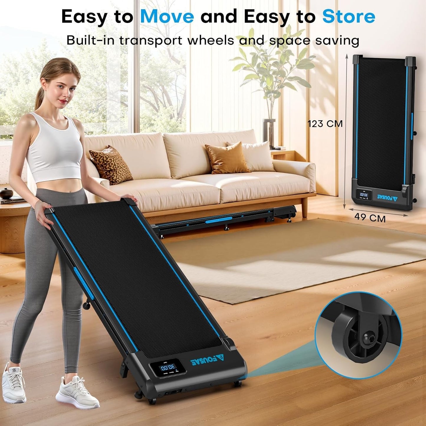 Walking Pad Treadmill Electric Incline Fitness Machine Home Under Desk Remote