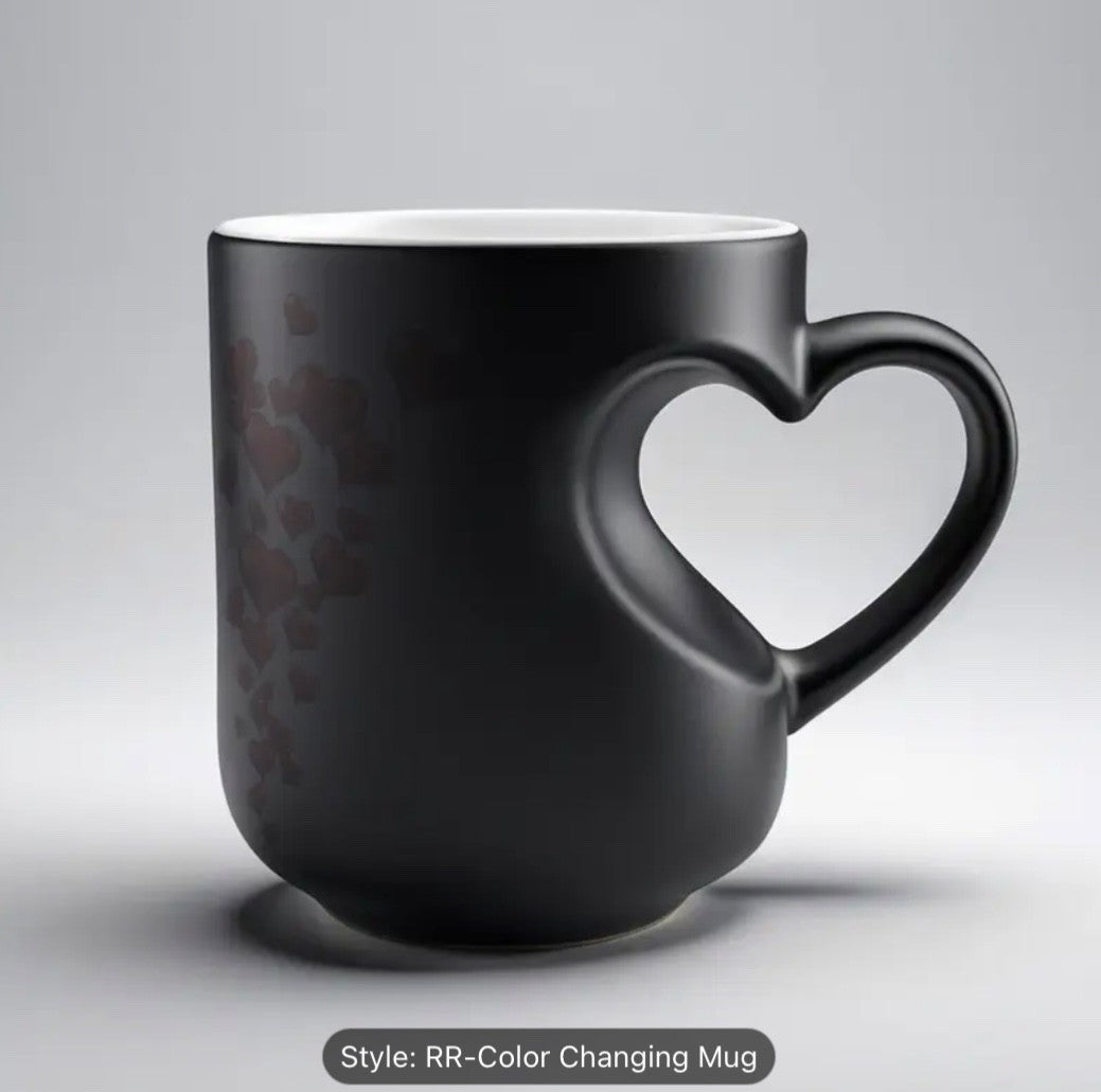 Colour Changing Heat Sensitive Mug Heart Shaped Magic Coffee Novelty Mother Gift