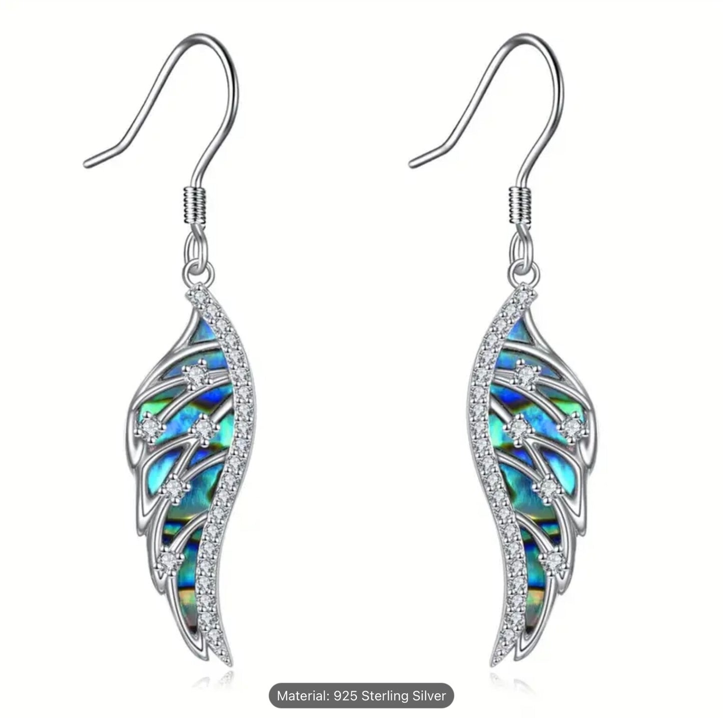 925 Sterling Silver Angel Wings Dangle Drop Earrings Gift Women Girls Jewellery