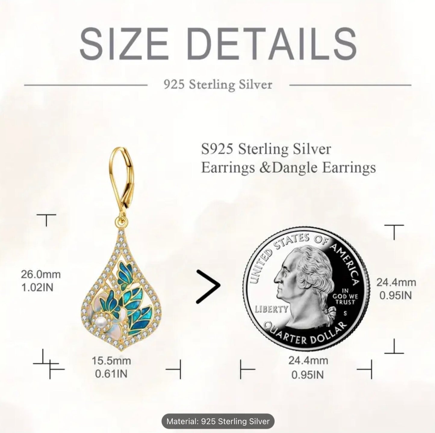 Luxury Earrings 925 Sterling Silver Dangle Drop Enamel Leaf Pearl Women Gift Set