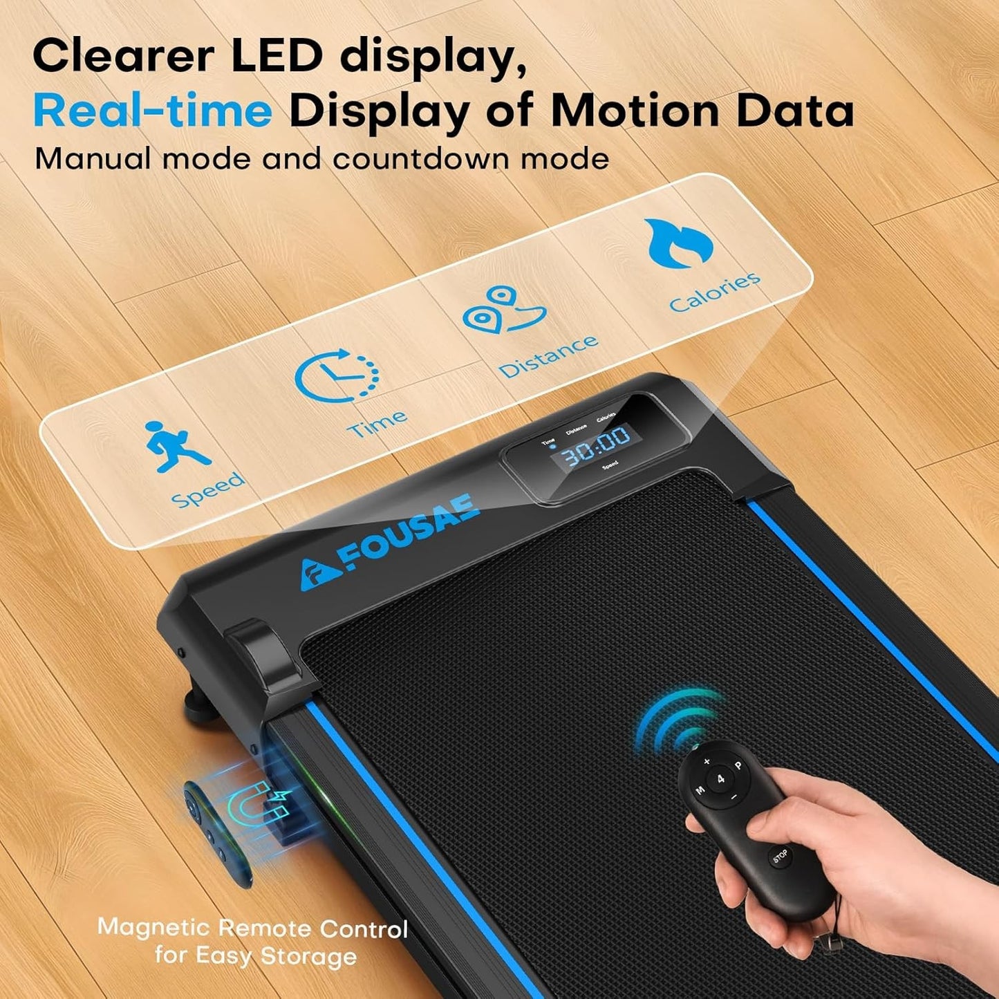 Walking Pad Treadmill Electric Incline Fitness Machine Home Under Desk Remote