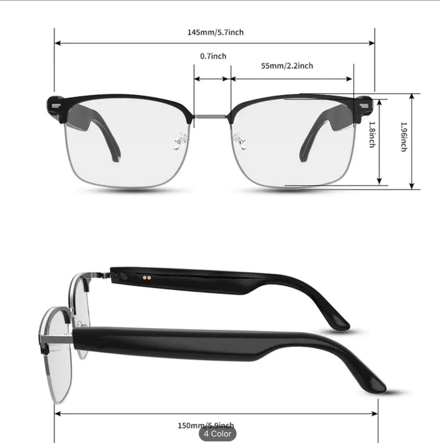 Smart Wireless Bluetooth UV Photochromic Touch-Control HiFi Audio Glasses Unisex