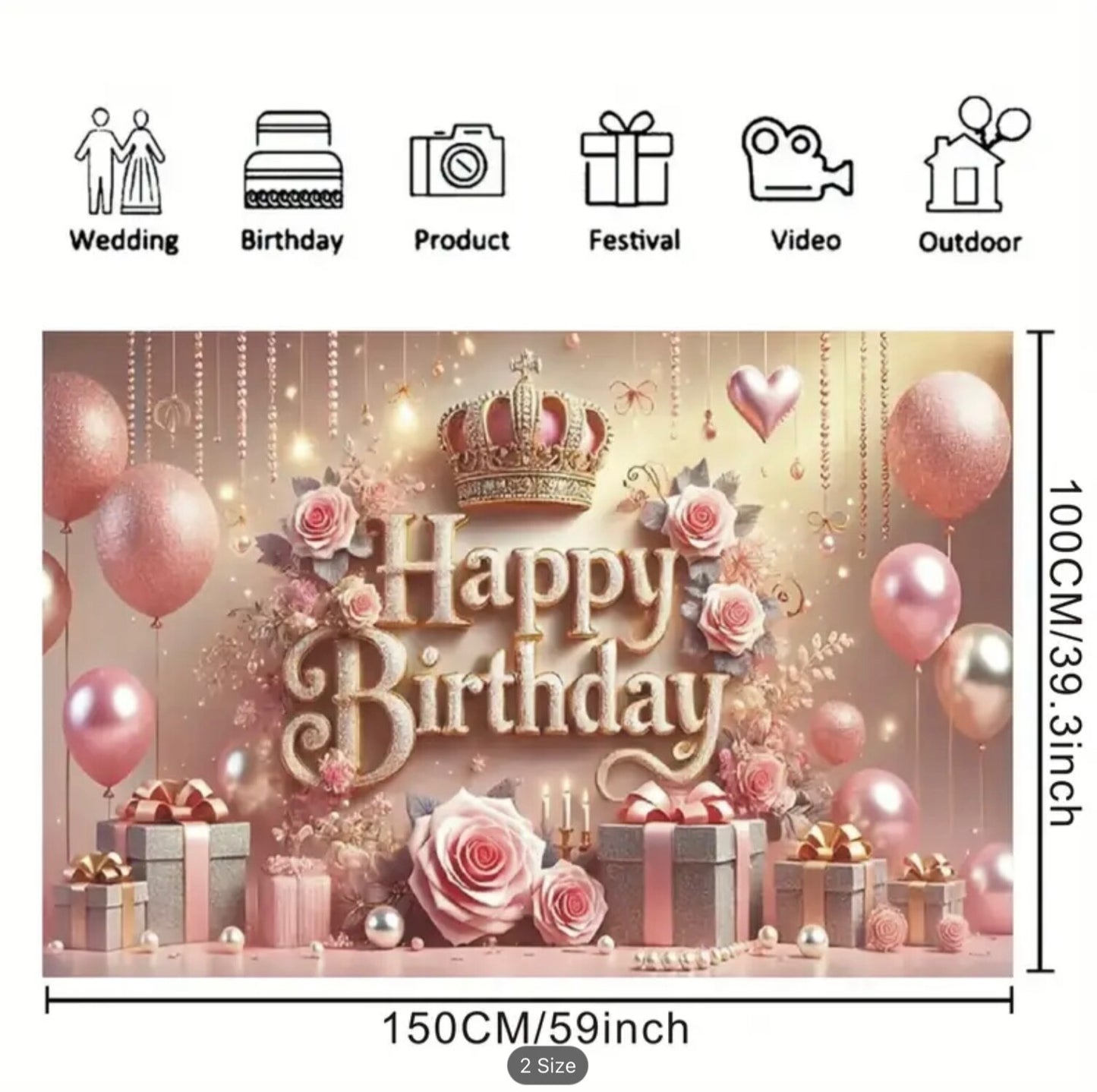 Large Backdrop Kids Birthday Banner Party Background Decor Photography Props