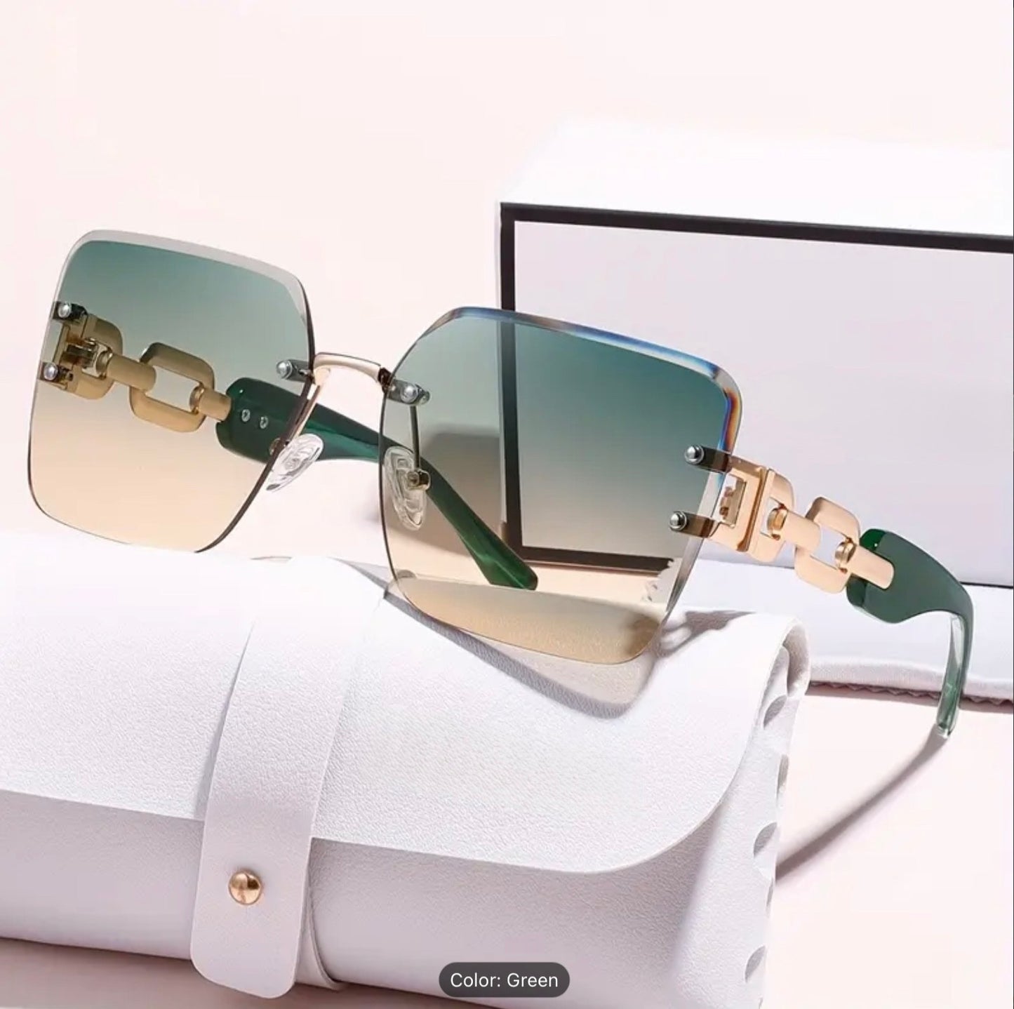 Women 2025 Sunglasses Ladies Fashion Square Frameless Retro UV400 Lightweight