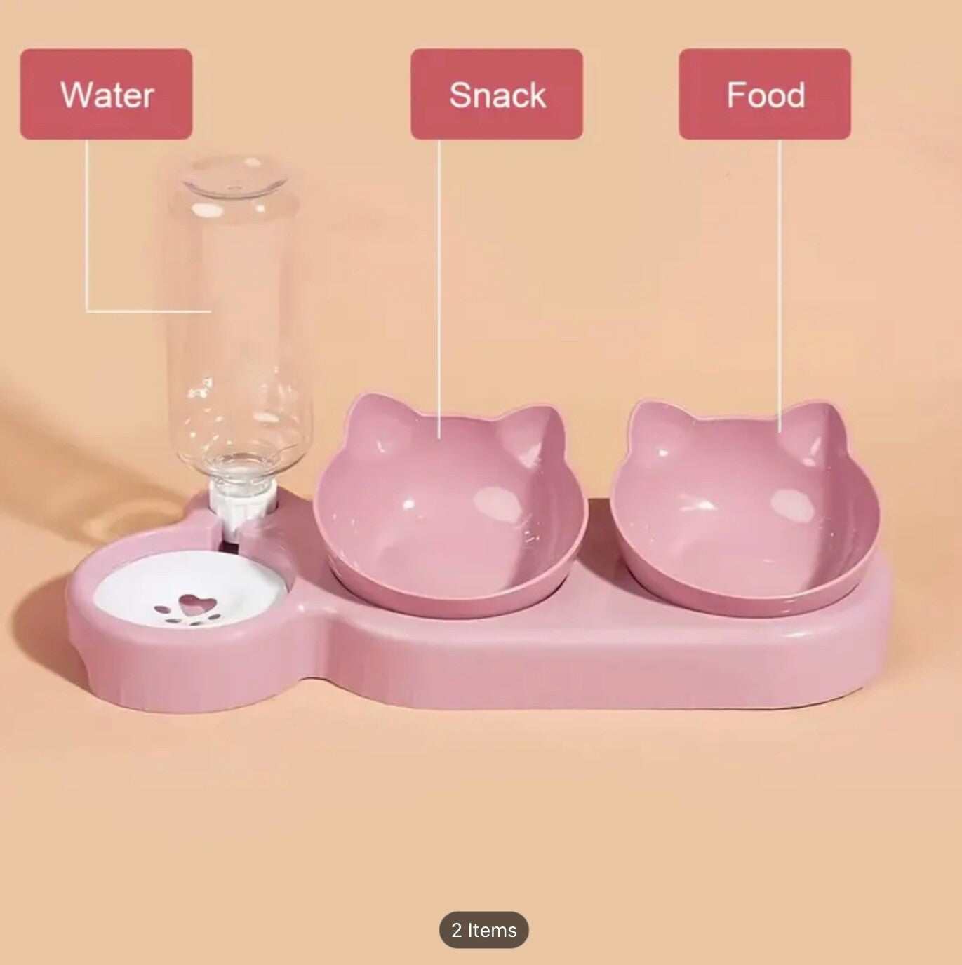 3-in-1 Cat Dog Bowl Set | Feeder, Automatic Water Feeder |2 Free Poo Bags Gift