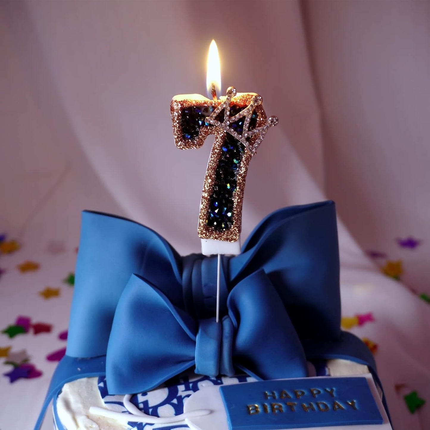Birthday Decorations Glitter Number Candles Cake Toppers Crown Girls Boys Party