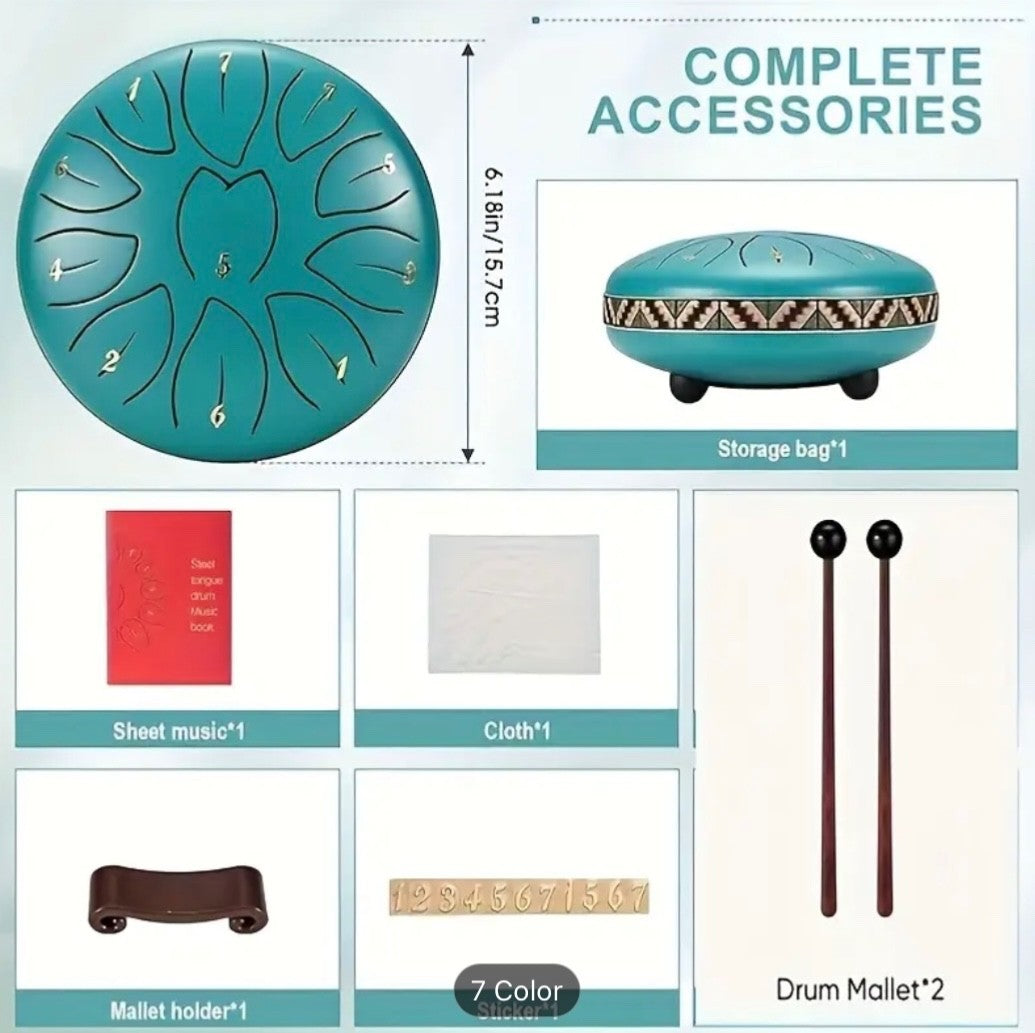 11 Note 6 Inch Steel Tongue Drum Rain Chime For Outside Garden Waterproof Gift