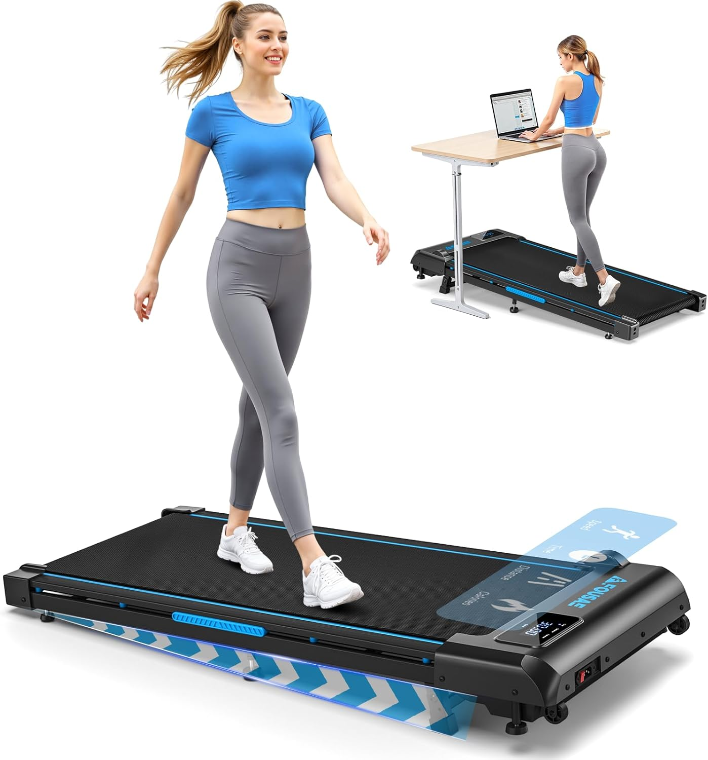 Walking Pad Treadmill Electric Incline Fitness Machine Home Under Desk Remote