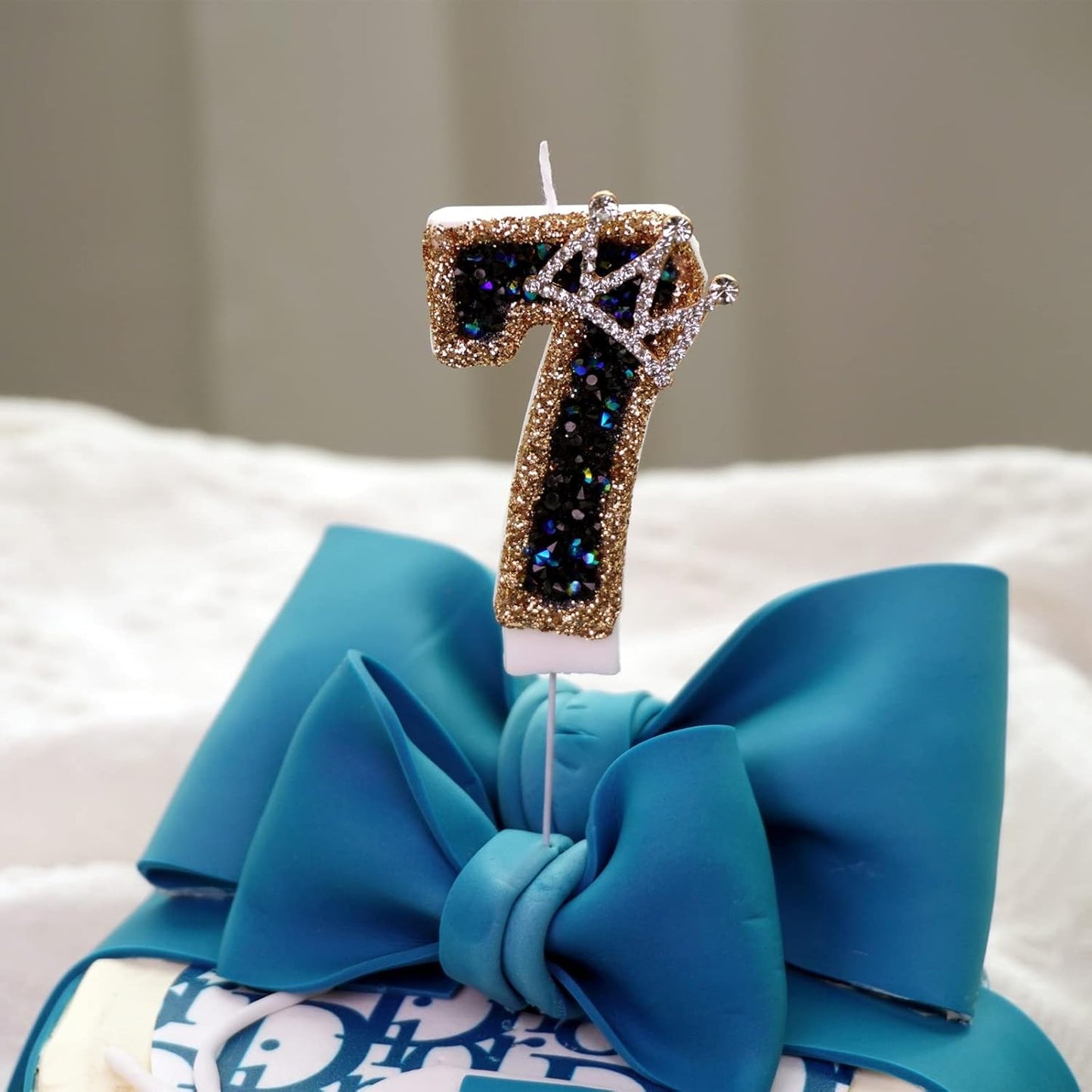 Birthday Decorations Glitter Number Candles Cake Toppers Crown Girls Boys Party