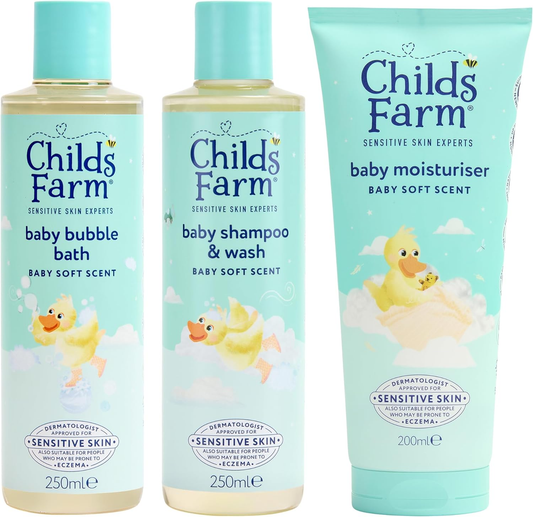 Childs Farm Baby Regime Bundle Shampoo & Body Wash Bubble Bath Gently Soft Scent