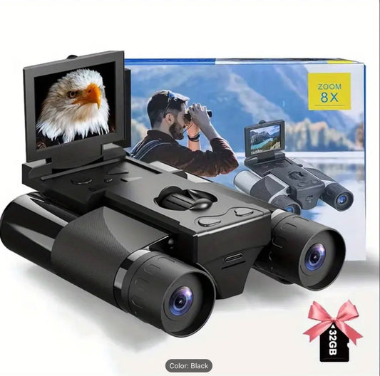 2.5K Digital Binoculars 8X Zoom 1080P Photo Video Recorder IPS Screen 32GB DT10