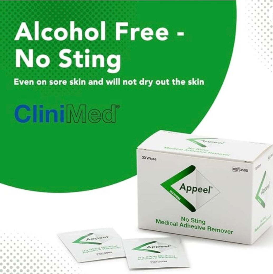 Appeel No Sting Adhesive Remover Wipes x30 | Stoma| Skin-Friendly | Alcohol-Free
