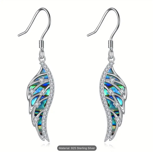 925 Sterling Silver Angel Wings Dangle Drop Earrings Gift Women Girls Jewellery