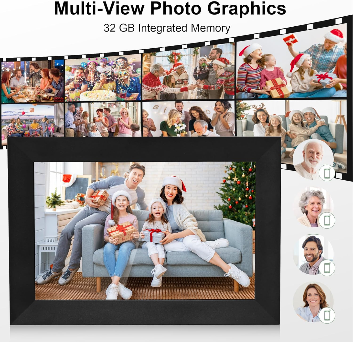 10 Inch Digital Photo Frame Style Picture Display Gift WiFi Touch Screen w/32 GB