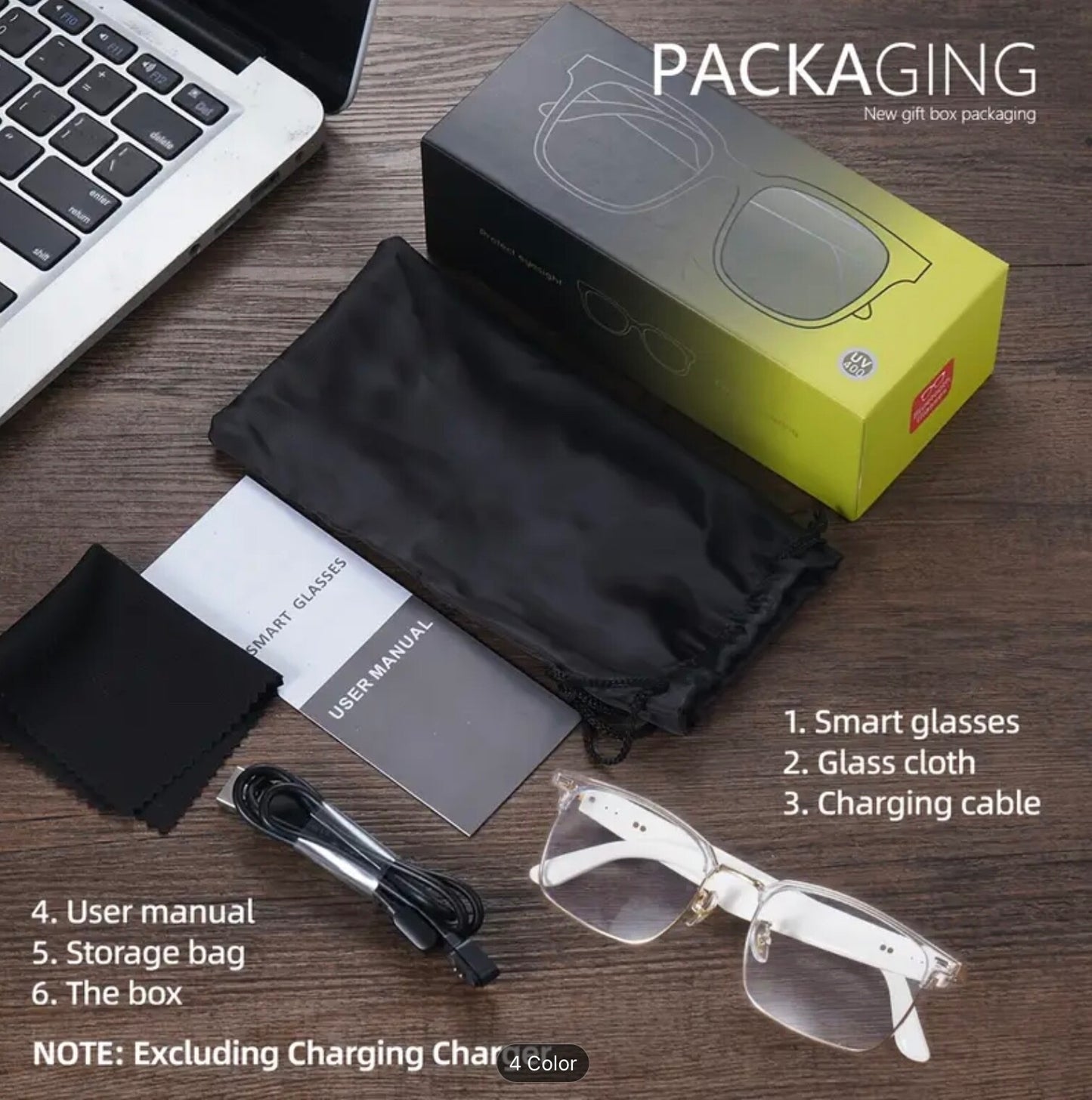 Smart Wireless Bluetooth UV Photochromic Touch-Control HiFi Audio Glasses Unisex