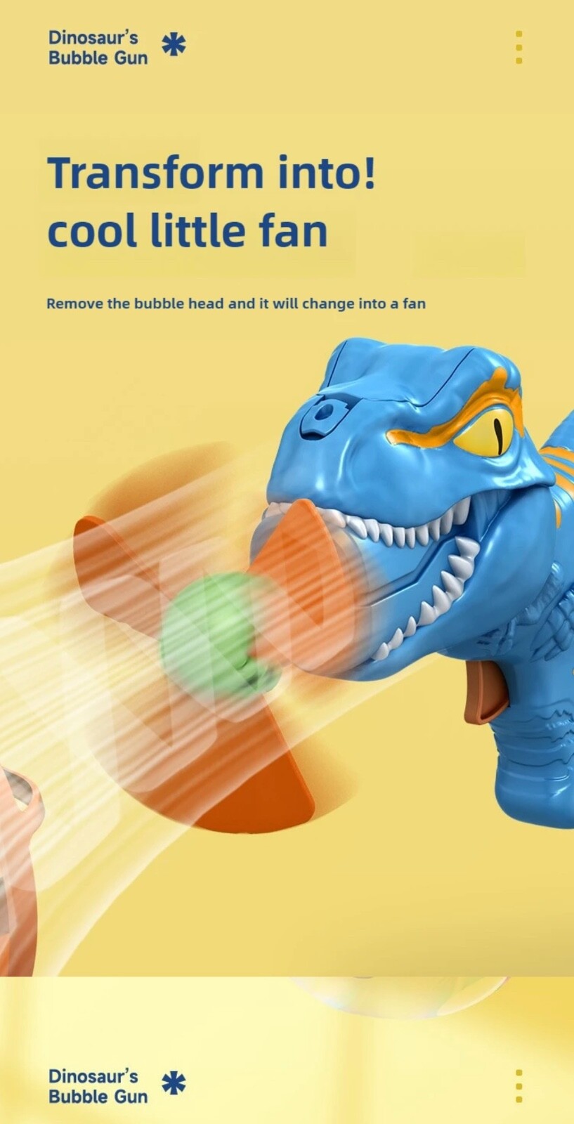 Dinosaur Bubble Blower Fan Gun Toy for Kids |  Electric Summer Outdoor Fun Gifts