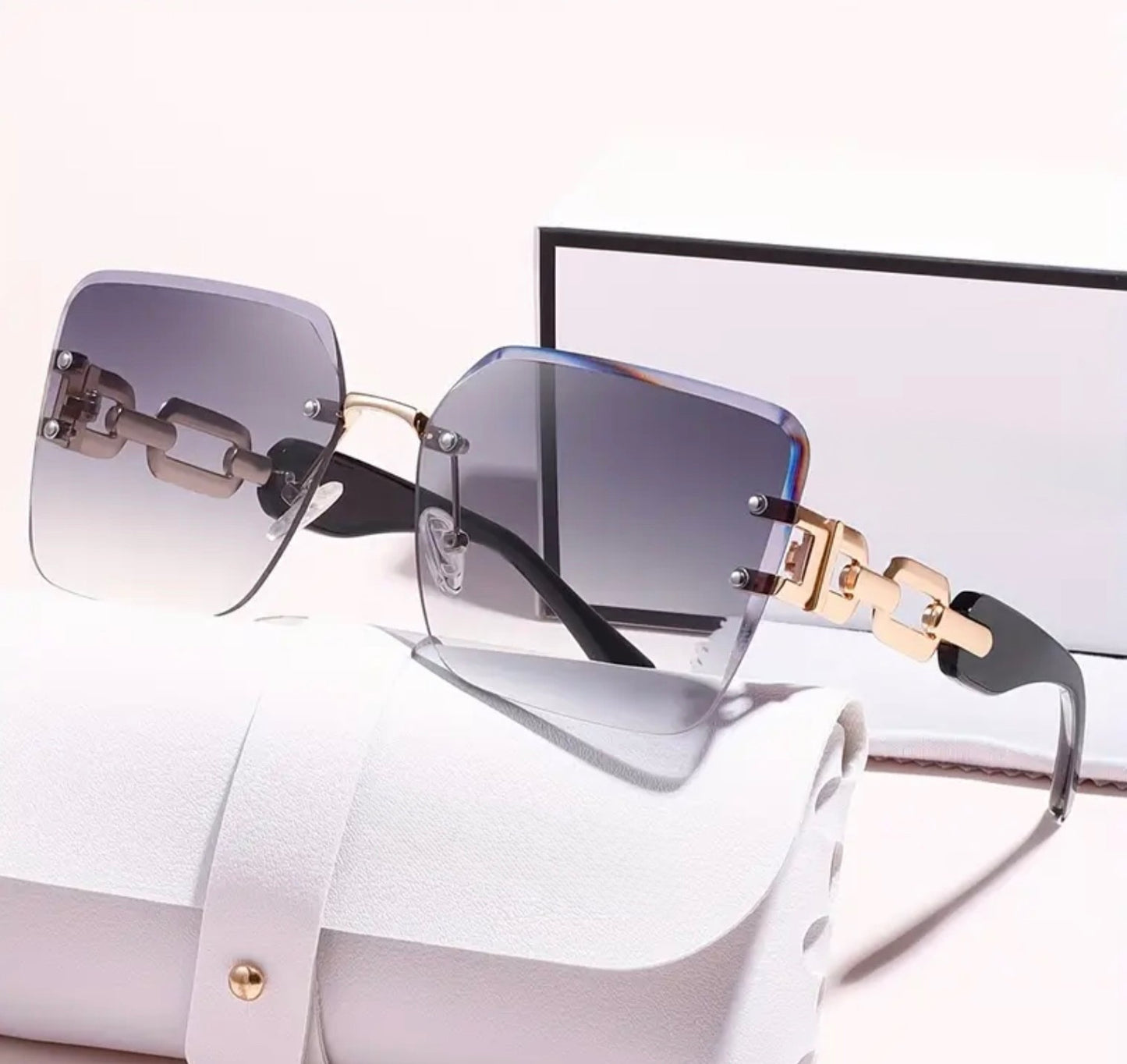 Women 2025 Sunglasses Ladies Fashion Square Frameless Retro UV400 Lightweight