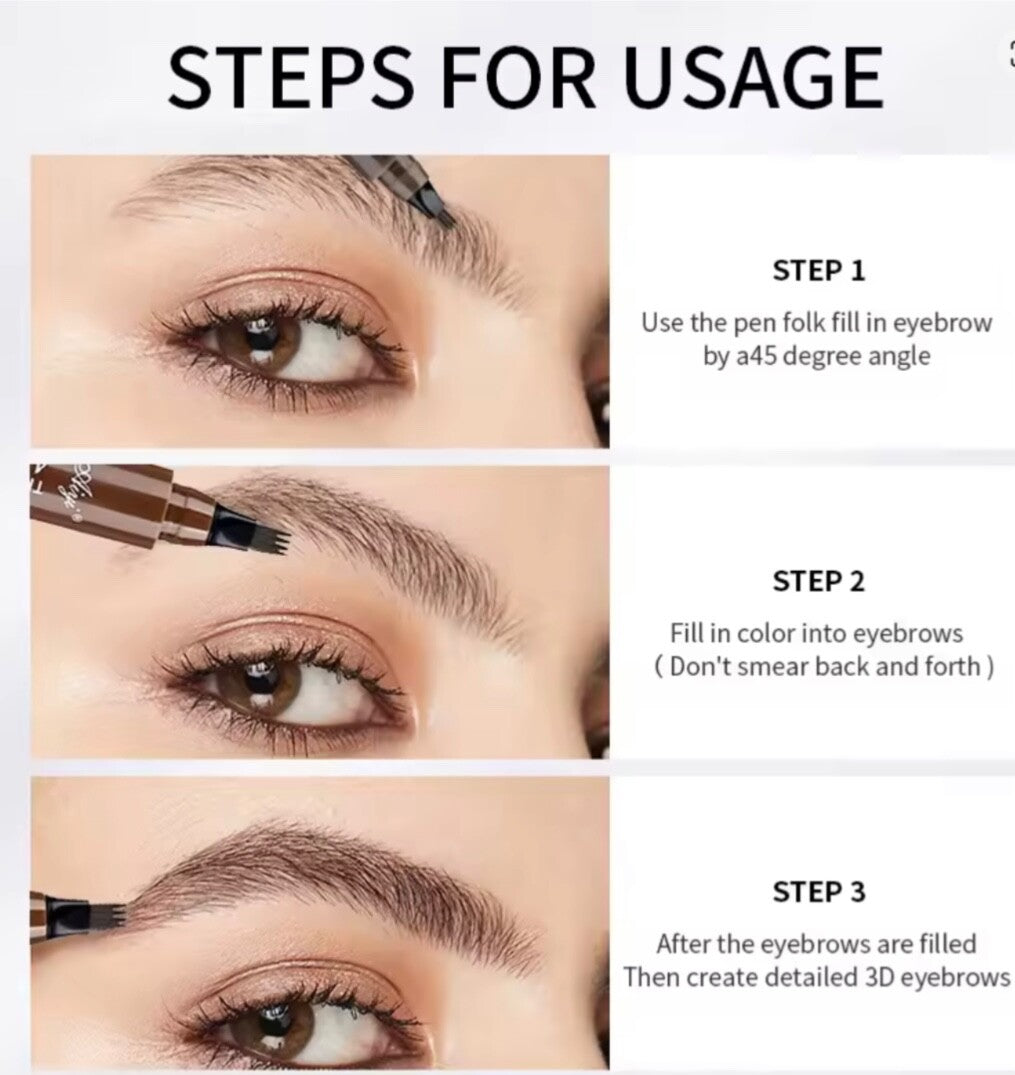 4 Prong Eyebrow Pen Waterproof Long Lasting Microblading Tattoo Pencil Natural3D