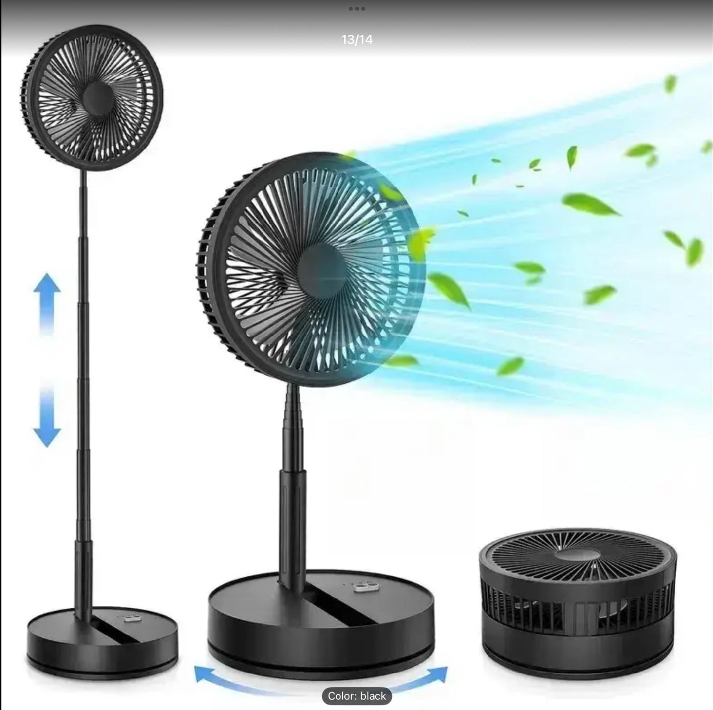Portable Rechargeable Folding Cooling Desk & Pedestal Fan Remote USB Silent Gift