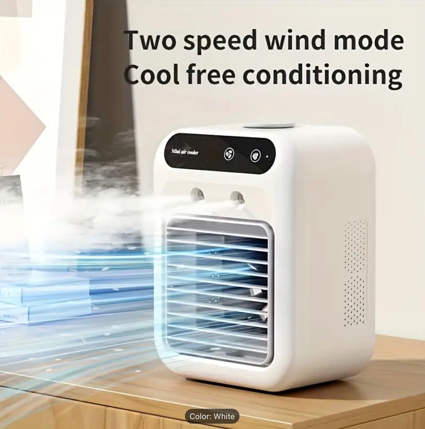 Portable Air Cooler Ice Mist Fan Desktop USB Rechargeable Summer Cooling Fan Gem