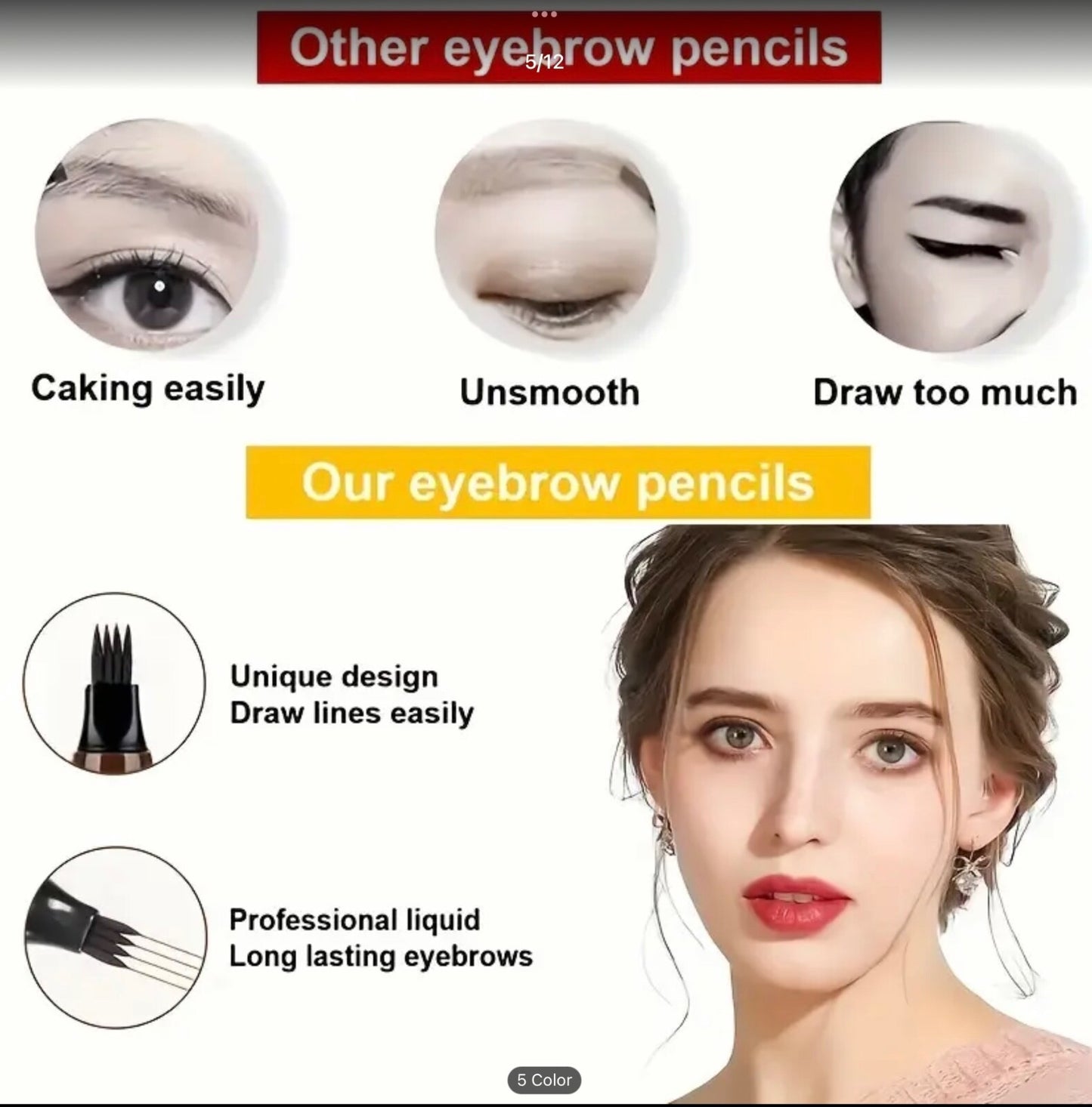 4 Prong Eyebrow Pen Waterproof Long Lasting Microblading Tattoo Pencil Natural3D