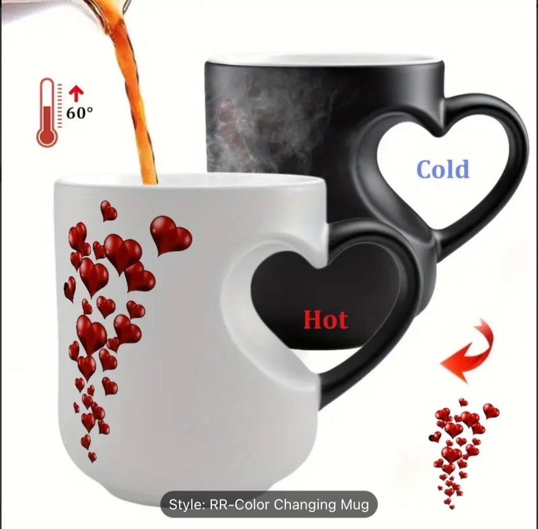 Colour Changing Heat Sensitive Mug Heart Shaped Magic Coffee Novelty Mother Gift