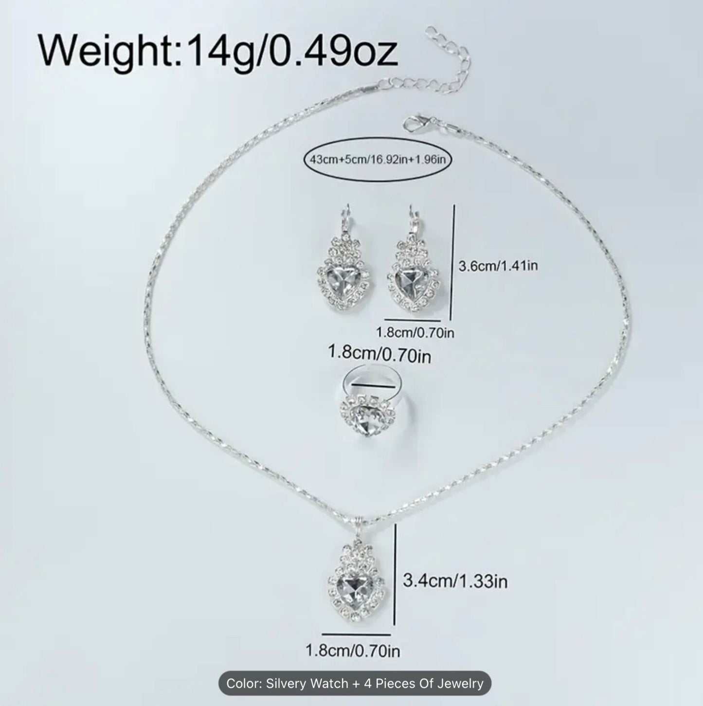 Elegant Women Girls Round Quartz Watch & 4pc Jewellery Set – Fashion Style Gift