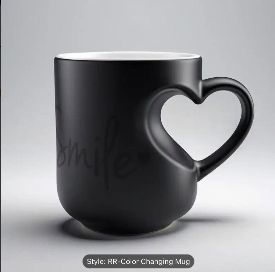 Colour Changing Heat Sensitive Mug Heart Shaped Magic Coffee Novelty Mother Gift