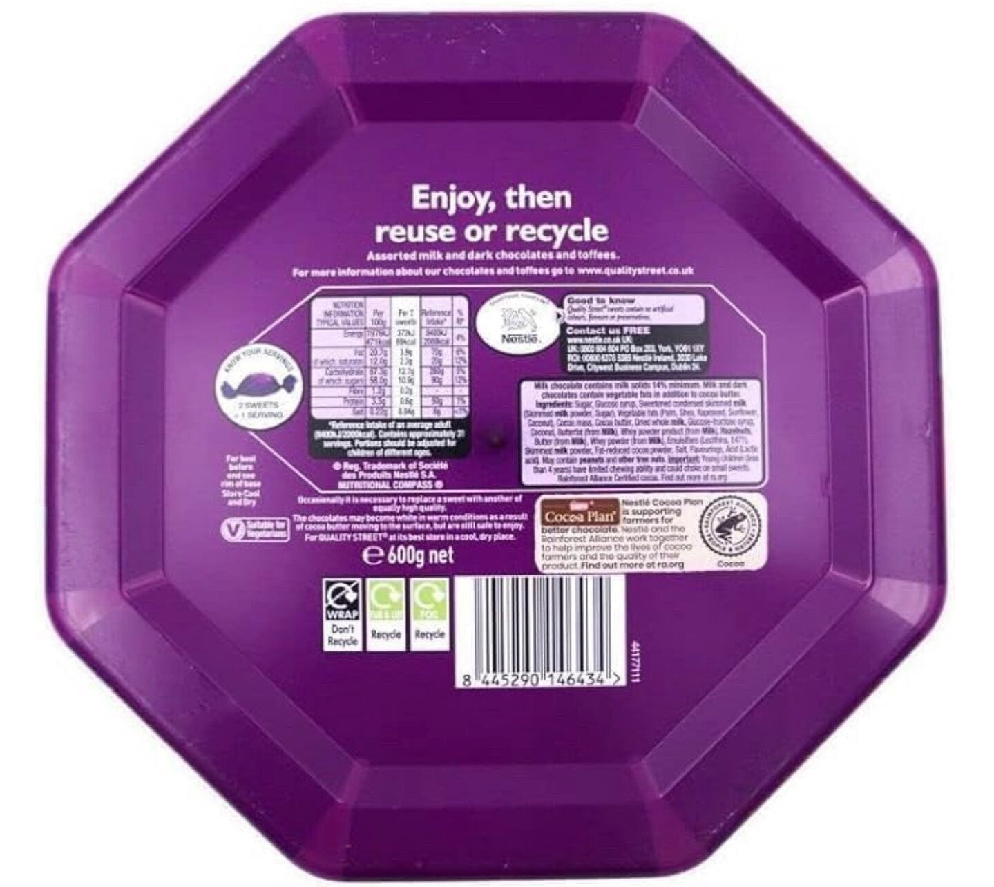 Nestlé Quality Street Chocolates & Toffees 600g Gift Box Tub – Classic Treat!