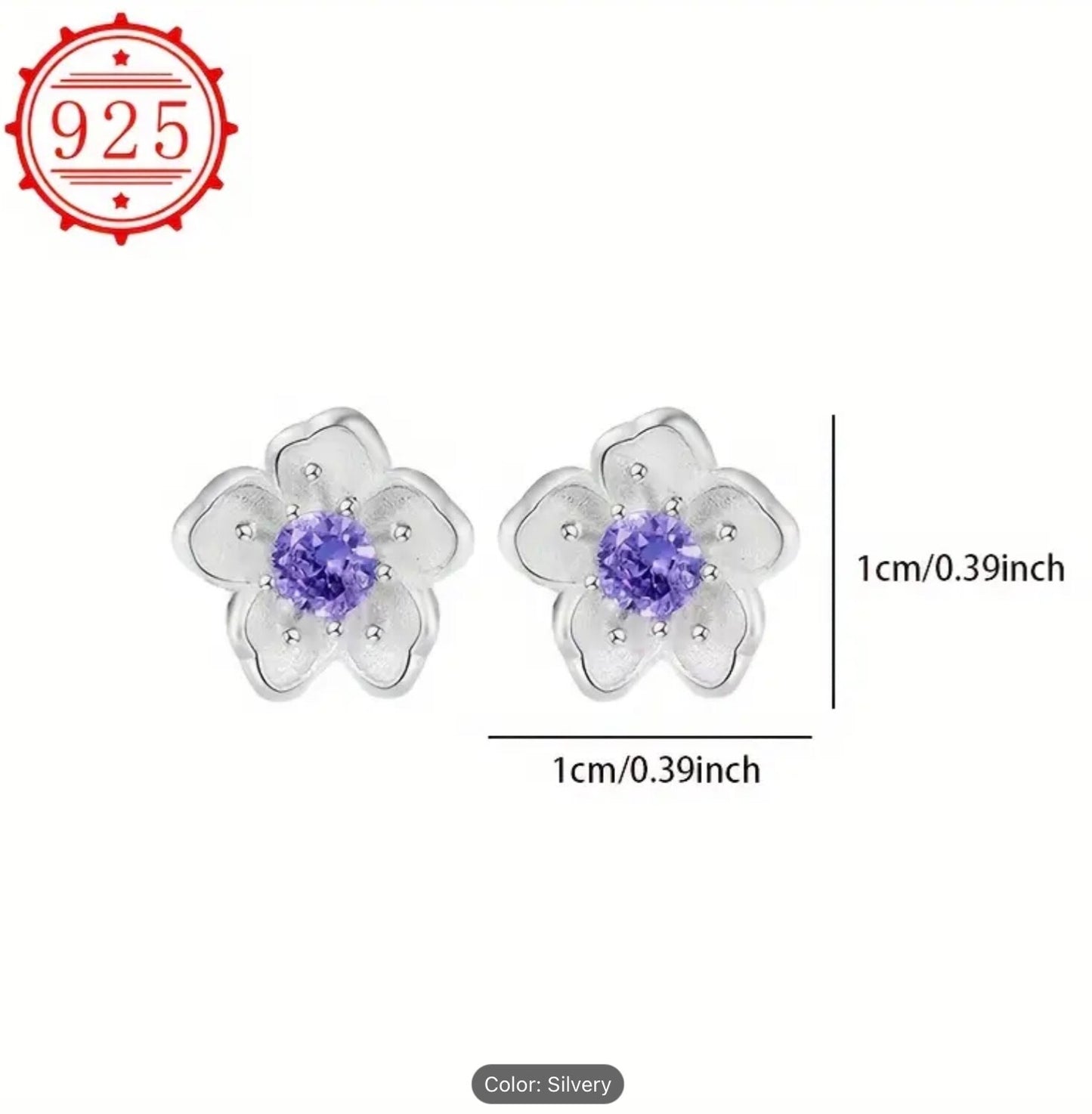 925 Sterling Silver Rose Flower Stud Earrings Crystal Women Girls Jewellery Girl