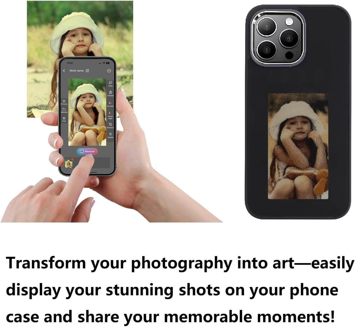 DIY E-Ink IPhone 15 16 Case Silicone Shockproof NFC AI Projection Stylish Screen
