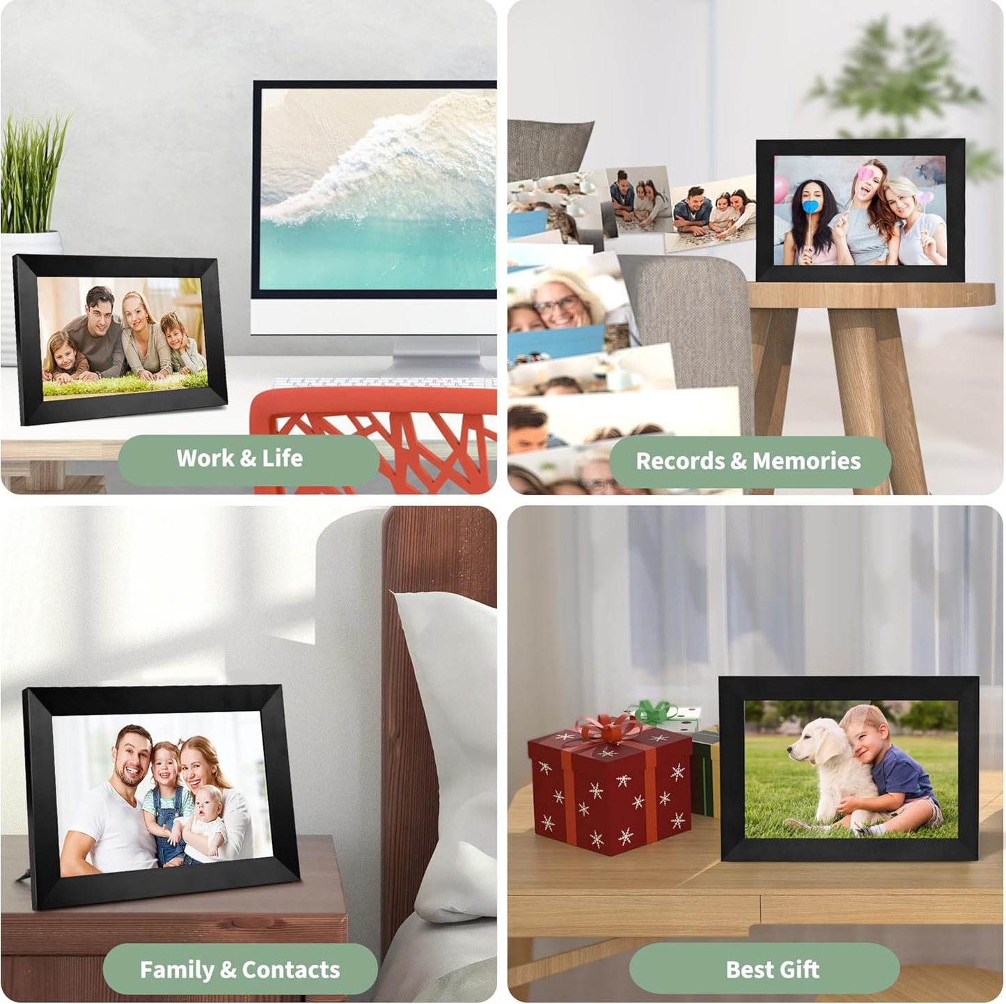 10 Inch Digital Photo Frame Style Picture Display Gift WiFi Touch Screen w/32 GB