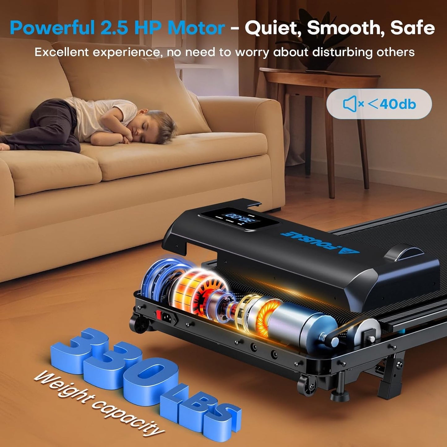 Walking Pad Treadmill Electric Incline Fitness Machine Home Under Desk Remote