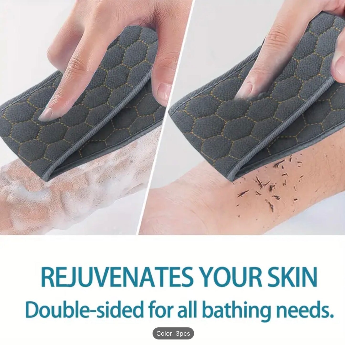 3-Pc Exfoliating Bath Set: Loofah, Glove & Back Scrubber – Spa Shower Essentials