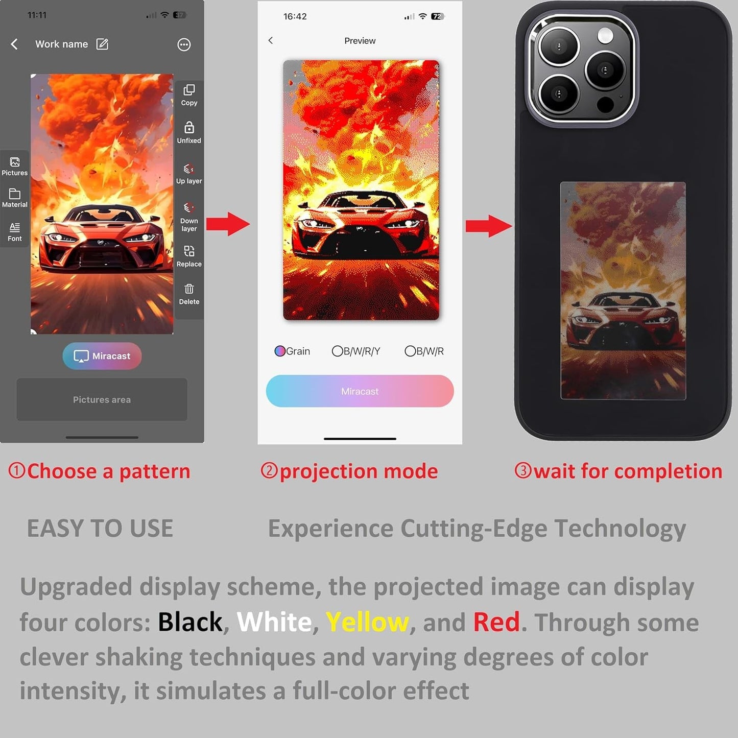 DIY E-Ink IPhone 15 16 Case Silicone Shockproof NFC AI Projection Stylish Screen