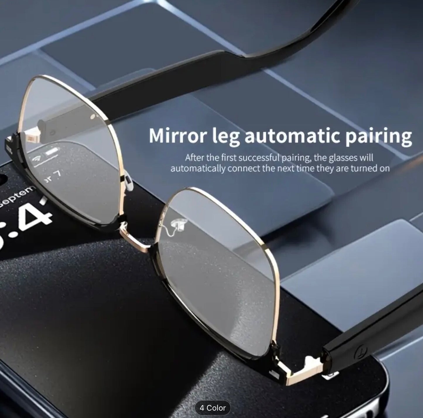 Smart Wireless Bluetooth UV Photochromic Touch-Control HiFi Audio Glasses Unisex