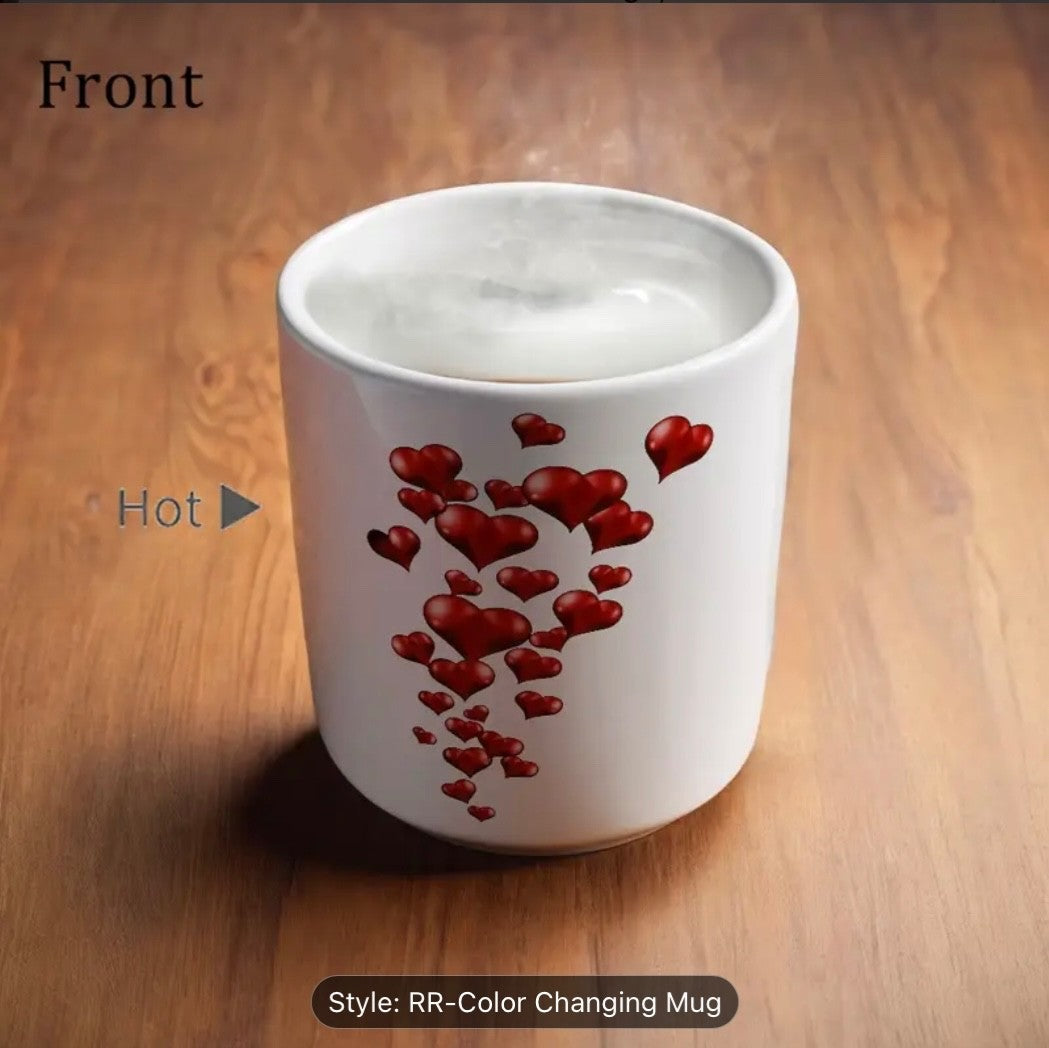Colour Changing Heat Sensitive Mug Heart Shaped Magic Coffee Novelty Mother Gift