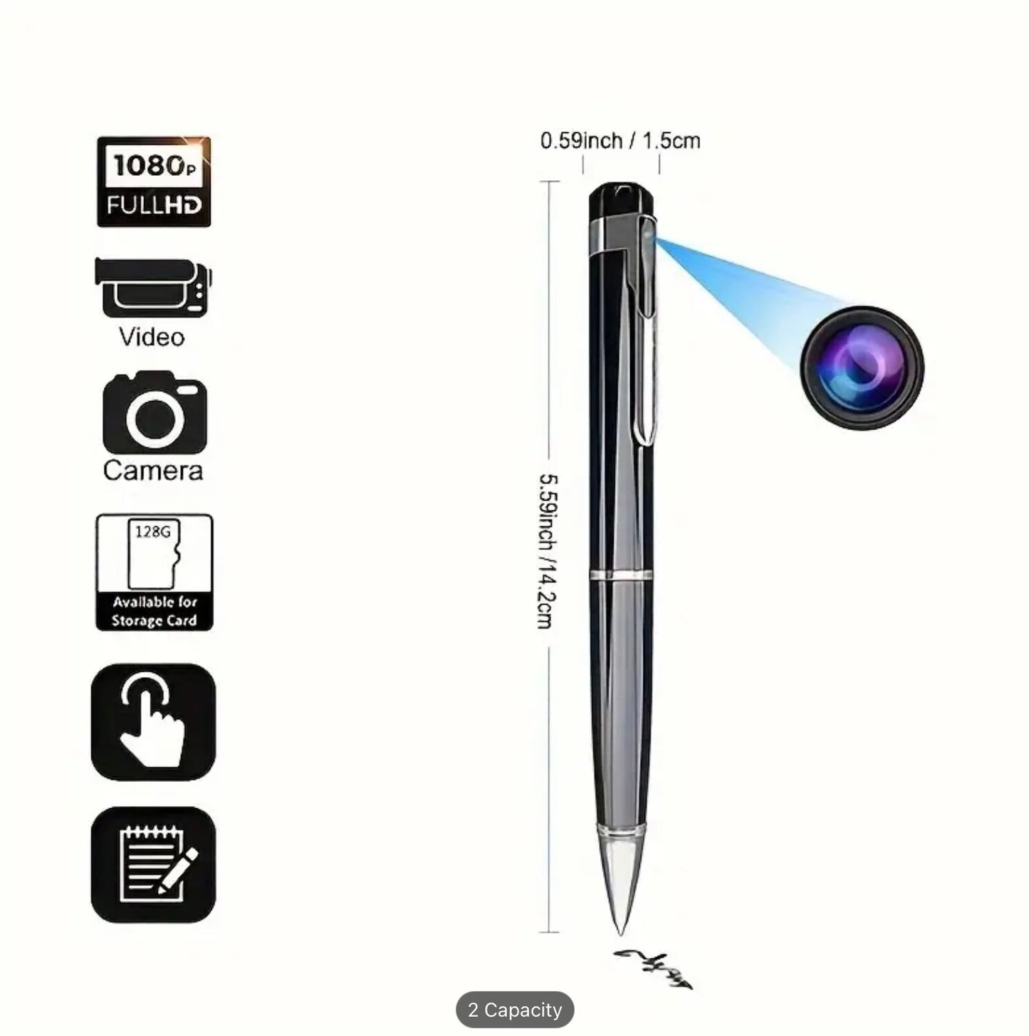 Portable Wearable 1080P HD Video Camera Recorder – Rechargeable Battery w/ 32GB or 64GB SD Card