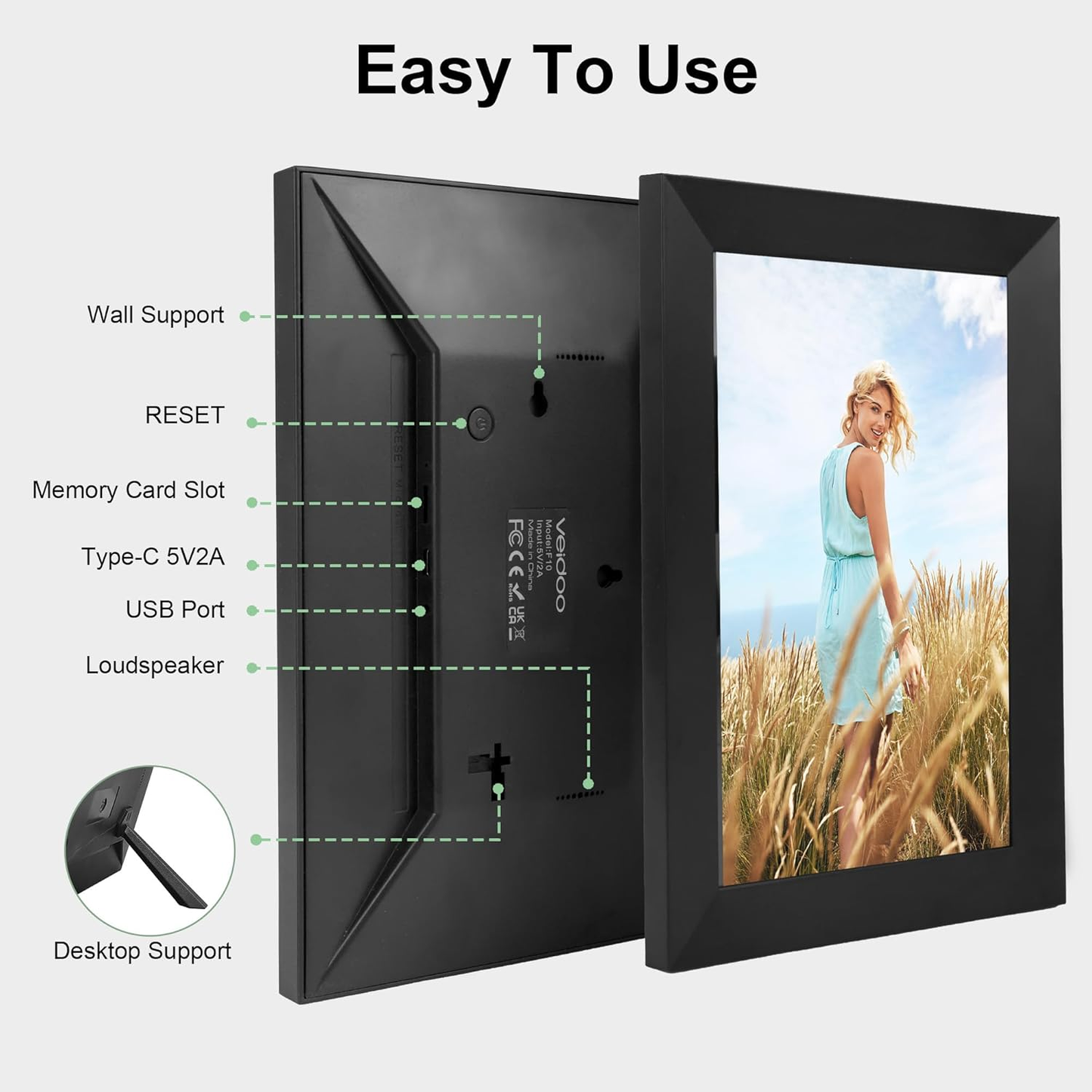 10 Inch Digital Photo Frame Style Picture Display Gift WiFi Touch Screen w/32 GB