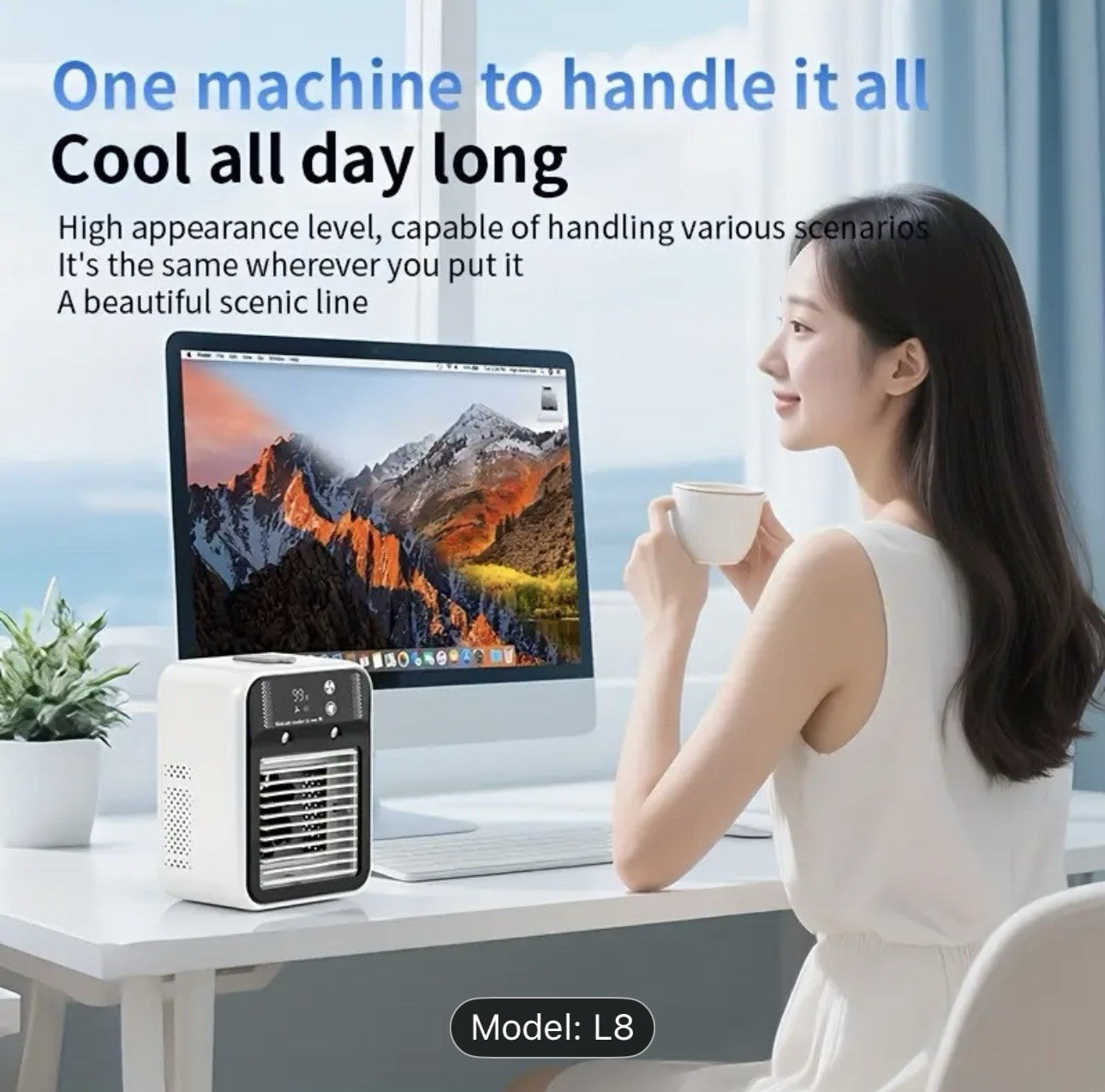 Portable Air Cooler Ice Mist Fan Desktop USB Rechargeable Summer Cooling Fan NEW