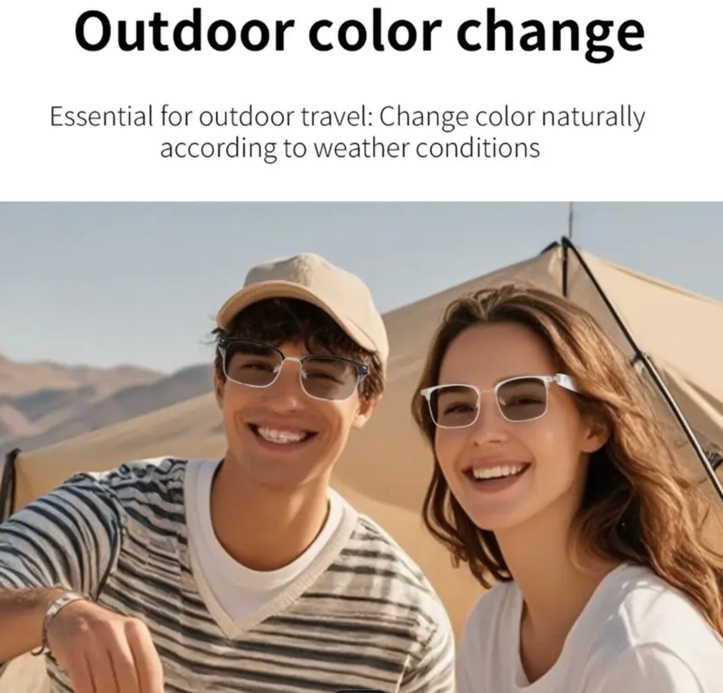 Smart Wireless Bluetooth UV Photochromic Touch-Control HiFi Audio Glasses Unisex