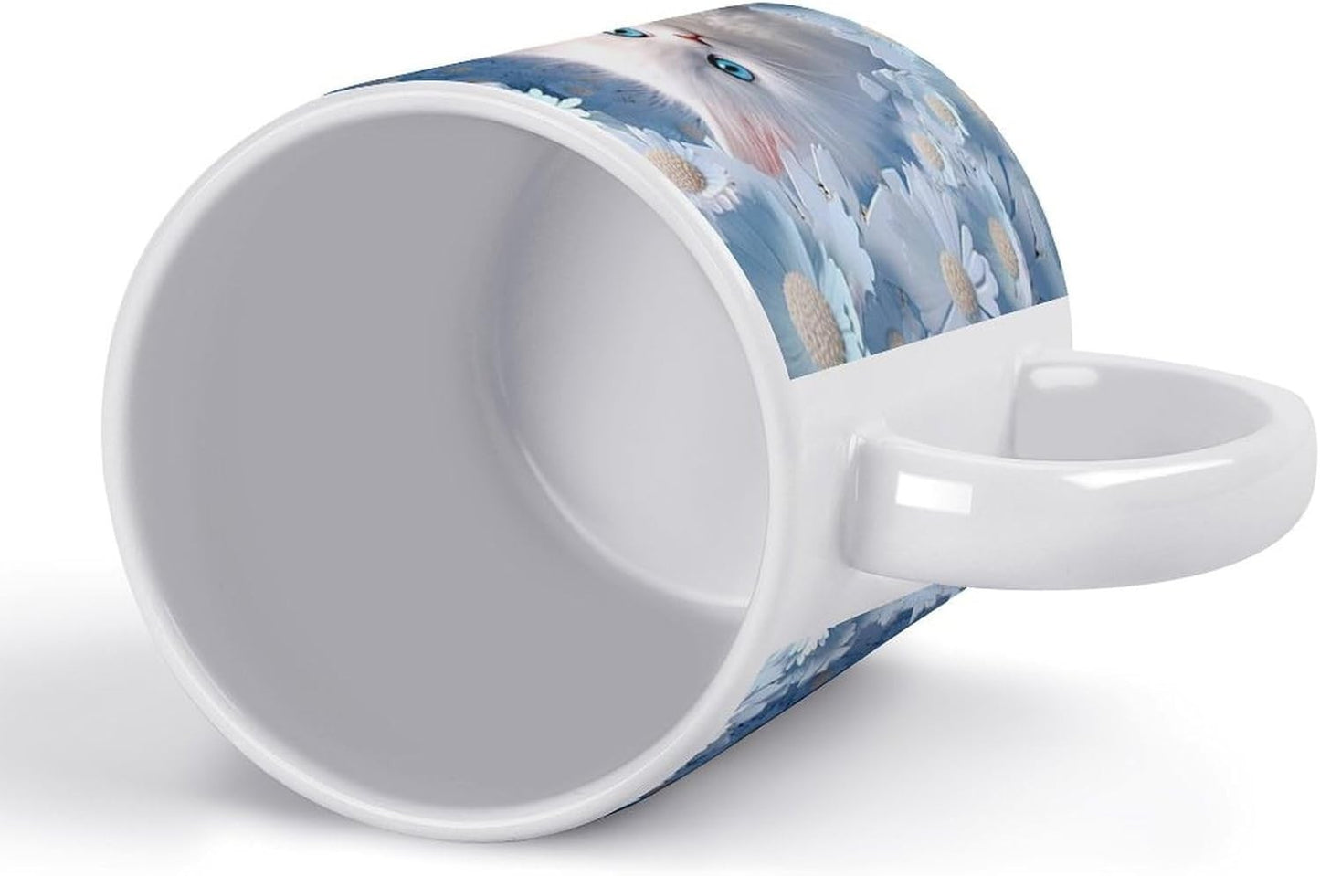 3D Cat Hole in Wall Coffee Mug Tea Cup with Handle Flowers Theme Gift Reusable