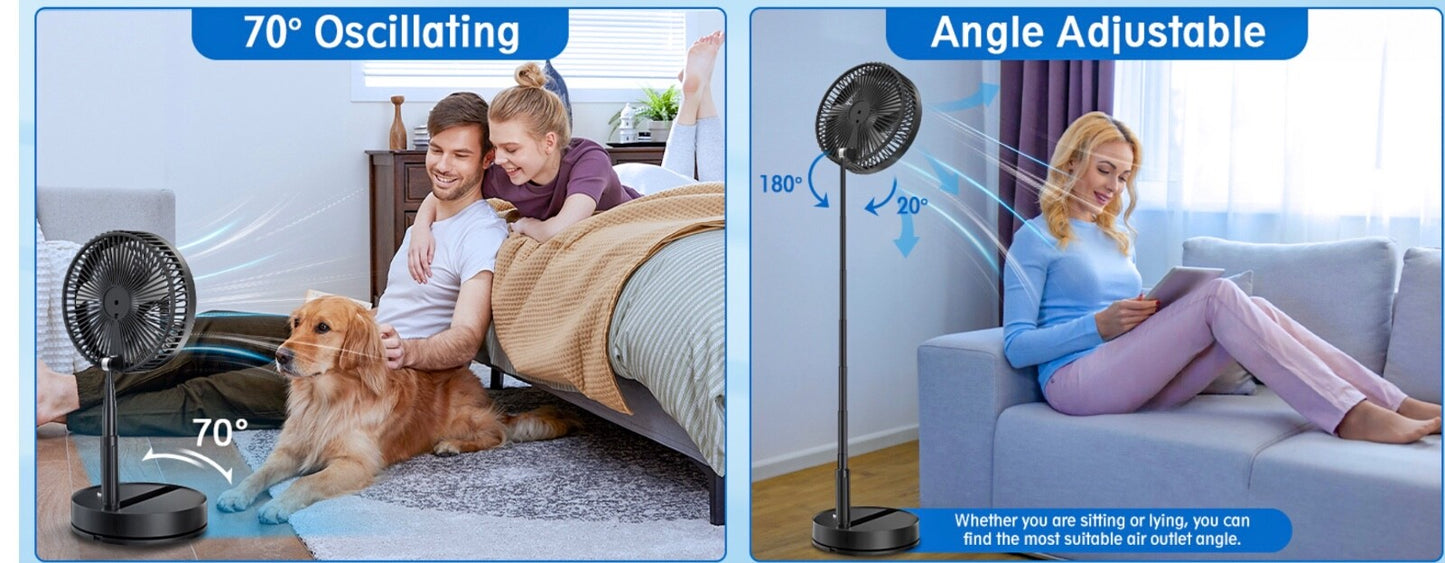Deluxe Foldable Oscillating Pedestal Stand Fan Remote Control Timer Quiet Speed