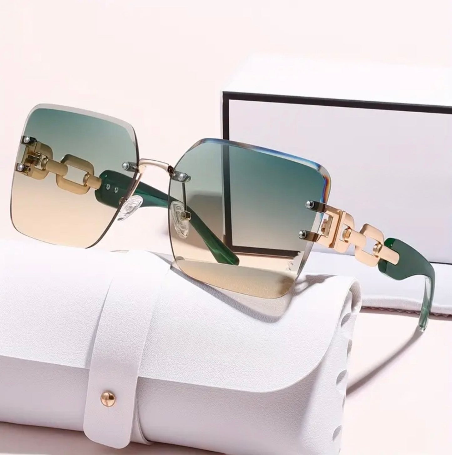 Women 2025 Sunglasses Ladies Fashion Square Frameless Retro UV400 Lightweight